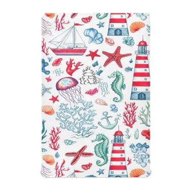 Imagem de xigua Lençóis de berço Lighthouses para meninas e meninos, lençol macio e respirável adequado para berço padrão e cama infantil 71 x 132 cm