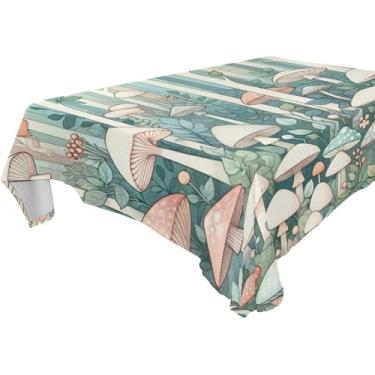 Imagem de Burbuja Toalha de mesa de floresta de cogumelos, toalha de mesa quadrada anti-rugas grossa para decoração de jantar, cozinha, festa, 137 x 137 cm