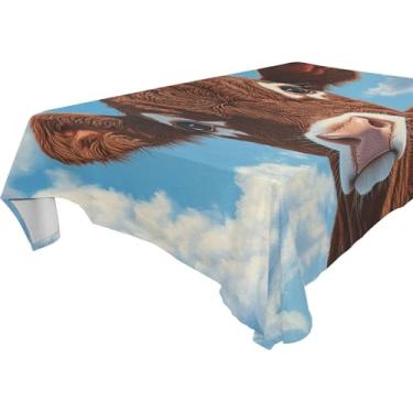 Imagem de Burbuja Toalha de mesa de vaca, toalha de mesa quadrada anti-rugas grossa para decoração de jantar, cozinha, festa, 137 x 137 cm