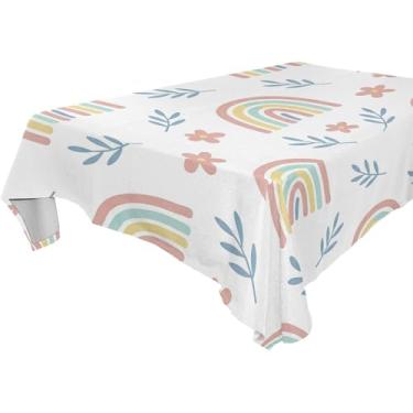 Imagem de Burbuja Toalha de mesa Rainbow Twigs, toalha de mesa quadrada anti-rugas grossa para decoração de jantar, cozinha, festa, 152 x 152 cm