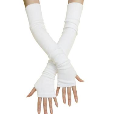 Imagem de Par de Luvas longas de suplex com dedeira luvinha para completar seu l