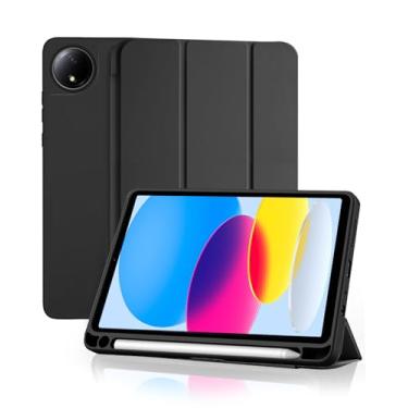 Imagem de Capa para Xiaomi Redmi Pad SE 8,7 Polegadas com Suporte para Pencil Parte Traseira em TPU Macio função de ativação/desativação automática, Preto