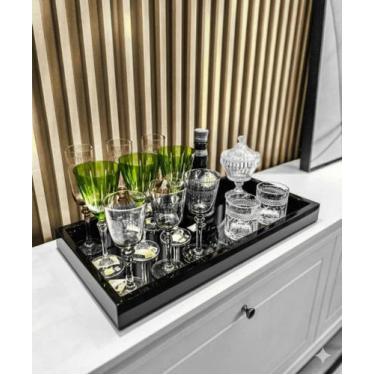 Imagem de Bandeja Preta Decoração Vidro Cozinha Sala Bar 50x35 - Inova Decor