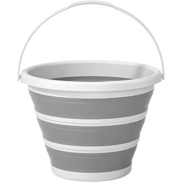 Imagem de Balde dobrável, balde de água portátil de 10 litros, design dobrável com alça, para jardim, lavagem de carro, acampamento