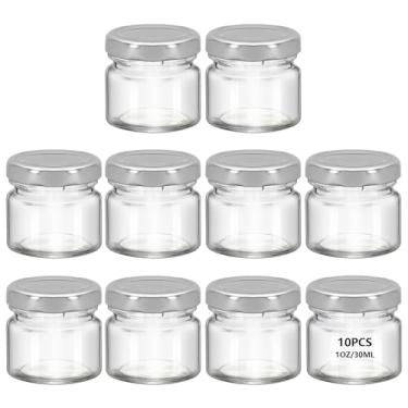 Imagem de REUJIHXY 10 frascos pequenos de vidro de 28 g com tampas, mini frascos de mel, pote de vela para fazer velas para presentes, artesanato, especiarias, casamento, lembrancinhas de festa 30 ml (10, tampa