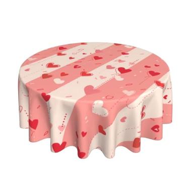 Imagem de DEKIFNHG Toalha de mesa redonda para dia dos namorados, 152 cm, decoração de corações de amor, rosa, toalha de mesa redonda para festas românticas de dia dos namorados, piquenique, ambientes internos