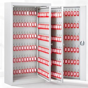 Imagem de Fiwochic Suporte de parede de armário de chave de 400 posições, caixa de bloqueio de construção de aço, caixa de bloqueio de armazenamento de chave organizada e segura com etiquetas de identificação