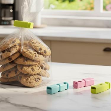 Imagem de Conjunto de 15 clipes de saco de pão - clipes de chips, clipe de selador de saco de comida, plástico, cores sortidas, fácil de segurar, para lanches e salgadinhos de despensa de cozinha