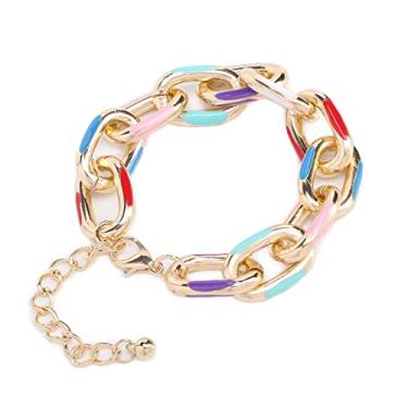 Imagem de ZJchao Pulseira de Corrente da Moda Personalidade Liga Link Pulseira para Rapper Hiphop Artista Elegante Brilhante Dourado Hiphop Jóias para Homens Mulheres Acessórios da Moda