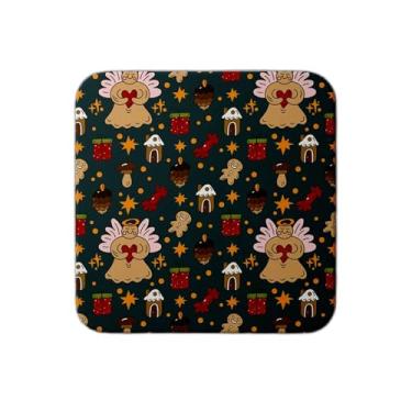 Imagem de Ladrilho Decorativo de Cerâmica Doodle de Natal Casa de Anjo de Pão de Gengibre
