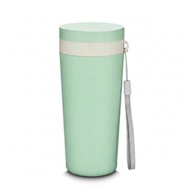 Imagem de Copo Sustentável 300ml Verde Com Alça e Parede de Vidro Fibra de Trigo
