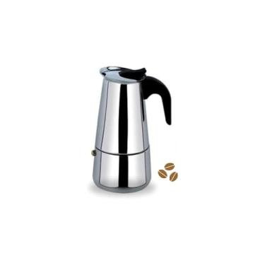 Imagem de Cafeteira Tipo Italiana em Aço Inox, 300ml, 6 Xícaras, Prateado, 18,5 x 9,5 cm, Sistema de Extração por Pressão