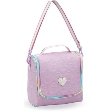 Imagem de Lancheira Térmica Infantil Feminina, Alça Ajustável, Estampa Estilosa para Meninas (Lilás)