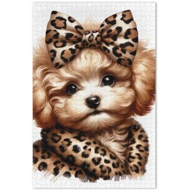 Imagem de Quebra-cabeça de cachorrinho fofo 1000 quebra-cabeças para adultos, presentes de mordaça presente de arte decoração pintura, 75 x 40 cm