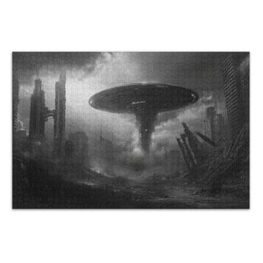 Imagem de Quebra-cabeça Alien Spaceship Ruins Grey Jiggy para adultos com letras nas costas 1000 peças