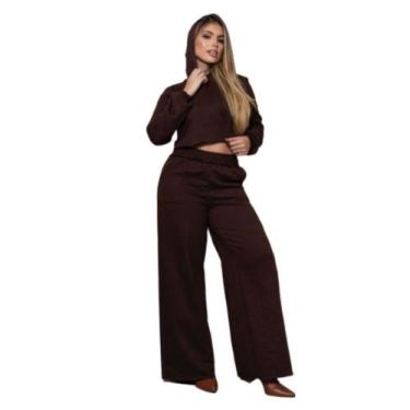 Imagem de Conjunto de Moletom Blusa com Capuz e Calça com Bolso Flanelado Premiu