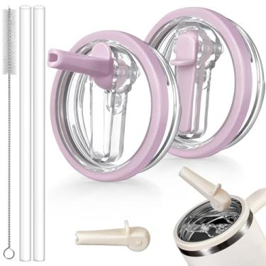 Imagem de ANTAND Pacote com 2 tampas de canudo de substituição para Stanley 850 g, tampas removíveis à prova de vazamento para Stanley Quencher H2.0 e copo ProTour de 850 g (roxo, roxo)