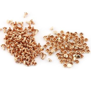 Imagem de Pssopp 100 Peças Rebites de Couro Com Tampa Dupla Pequena, Rebites Com Pontas de Parafuso Tubulares de Metal Com Kit de Ferramentas de Configuração para Decoração de Reparos Artesanais (GOLD)
