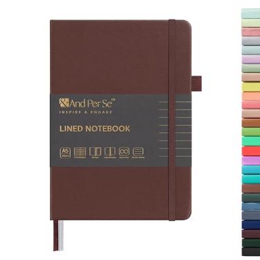 Imagem de &And Per Se Caderno pautado com 160 páginas, caderno de papel grosso pautado universitário A5 14,5 x 20,3 cm, cadernos de capa dura para mulheres, homens, escritório, escola (1 pacote, chocolate)