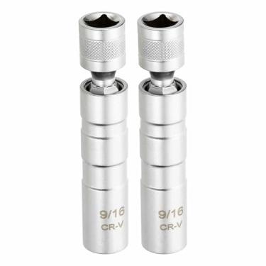 Imagem de HARFINGTON Conjunto de 2 peças de soquete de vela de ignição, 3/20.3 cm, 9/40.6 cm, soquete magnético giratório para vela de ignição de parede fina de 12 pontos com rotação de 360 graus, aço CR-V