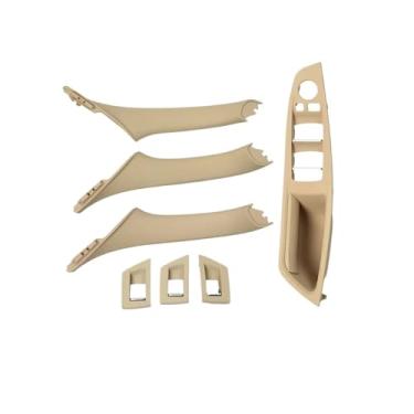 Imagem de Compatível para BMW Série 5 F10 F11 523i 525i 528i 530i LHD RHD Bege Preto Marrom Oyster Porta interna do carro Apoio de braço dentro do conjunto de maçaneta de tração(RHD Beige)