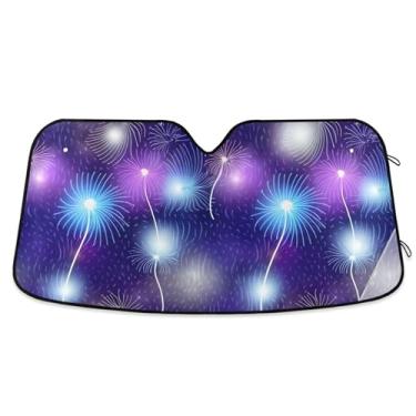 Imagem de Dente-de-leão colorido azul roxo para-sol para carro para-brisa dobrável universal automotivo capa de para-brisa protetor solar floral S, 134,6 cm x 59,7 cm