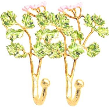 Imagem de XKTIAN Ganchos de parede de metal com formato de pássaros e flores 3D, estilo ornamentado dourado para pendurar roupas, casacos, toalhas, chaves, chapéus (2, ouro/folha de árvore)