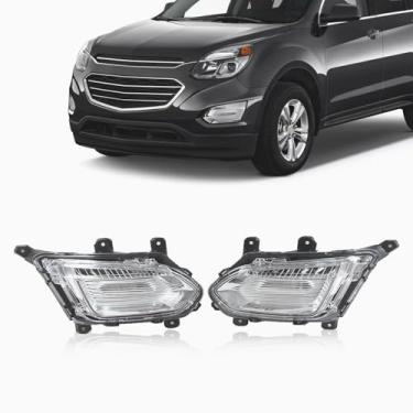 Imagem de JX RACING Farol de neblina LED compatível com Chevy Equinox L LT LS 2016 2017 Conjunto de faróis de neblina dianteiros DRL passageiro lado esquerdo e direito par de lentes transparentes GM2563111