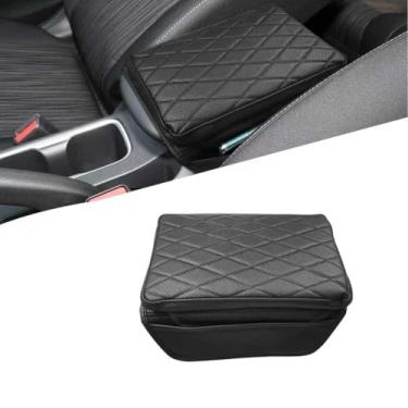 Imagem de RUIANTE Capa de console central compatível com Nissan Sentra 9ª geração 2020-2025 capa protetora de apoio de braço de couro napa de camada dupla com 2 acessórios de bolsas de armazenamento (preto