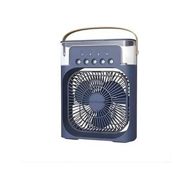 Imagem de Mini Ventilador Climatizador Portátil USB com Umidificador LED Reservatório de Água 600ml 3 Velocidades(AZUL)