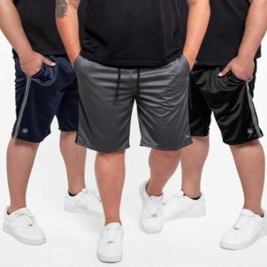 Imagem de Kit 3 Bermuda Masculina Plus Size Short Helanca Treino Esporte Academia-Masculino