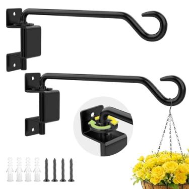 Imagem de HUWAIGOU Pacote com 2 ganchos giratórios de 29 cm para plantas internas e externas, ganchos de parede rotativos para plantas, suportes para pendurar cesta de flores, alimentador de pássaros