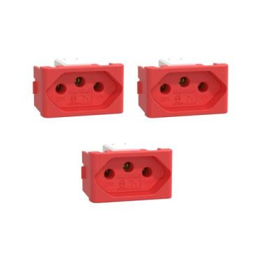 Imagem de Kit 3 Modulo Tomada 20A Vermelho S401119 Lunare Up Decor Schneider
