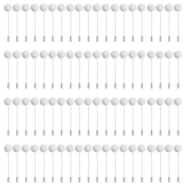 Imagem de 80 peças de alfinetes de lapela de liga DIY, bandeja redonda plana, para corsage, crachás de identificação, etiquetas de cartões de nome, artesanato DIY (prata)