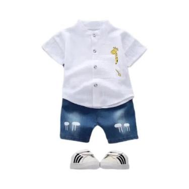 Imagem de Conjunto de Roupas Infantil Verão - Camisa Jeans e Shorts com Desenho 