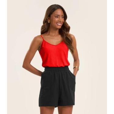 Imagem de Blusa De Alça Feminina Ribana Canelada Rovitex Laranja, GG, Laranja