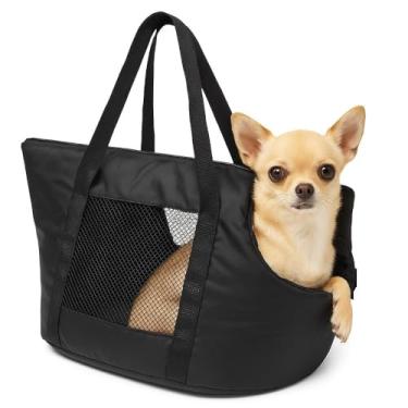 Imagem de Bolsa de Transporte para Cães e Gatos, Mochila Dobrável, Preta, 45x15x26 cm, Impermeável, Alça de Ombro, Capacidade 7kg, para Viagem, Passeio e Carro
