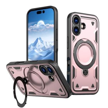 Imagem de SORAKA Capa para iPhone 17 com suporte compatível com MagSafe chapa de ferro Capa resistente que absorve choques Proteção contra quedas de nível militar