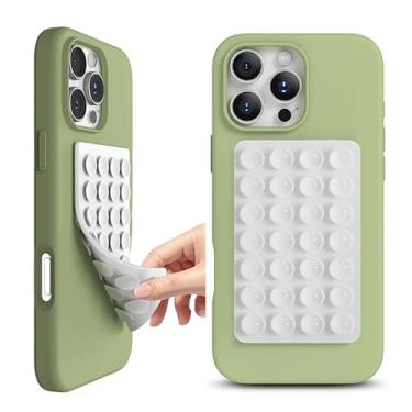 Imagem de Suporte de capa de telefone com sucção, acessório de telefone adesivo de silicone dupla face para iPhone e Android, suporte de telefone de chuveiro espelho mãos livres para selfies, vídeos Tiktok