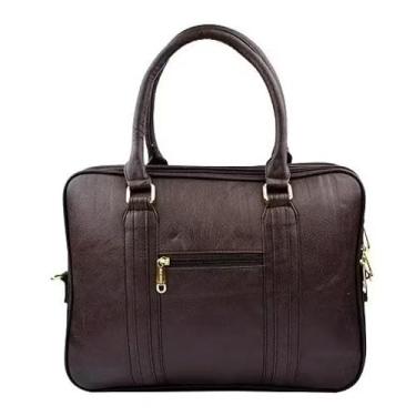 Imagem de Bolsa Executiva Feminina para Notebook 15.6" Couro Sintético Premium com Alça Ajustável(Marrom Café)