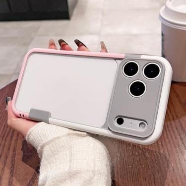 Imagem de Capa de luxo com cores contrastantes para iPhone 17, 13, 14, 15, 16 Pro Max, proteção para câmera, compatível com iPhone Air 14, 15, 16 Plus, capa protetora macia (para iPhone 16/branco e rosa)