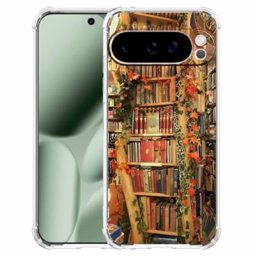 Imagem de Nsyosio Capa de livraria vintage para Google Pixel 10 Pro XL, estampa estética de biblioteca de livros antigos, capa protetora de TPU macio na moda, px10pL