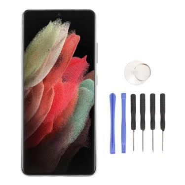 Imagem de EBTOOLS Substituição da Tela do Telefone, Conjunto Digitalizador de Tela de Toque LCD Com Moldura para S21 Ultra 5G 6,8 Polegadas 3200x1440px, Com Ferramentas de Reparo para SM G998B SM (SILVER)