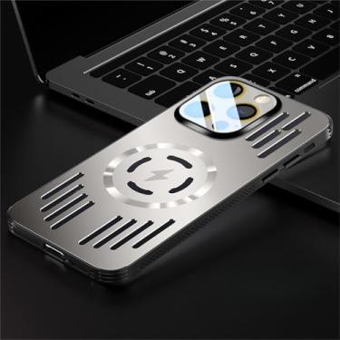 Imagem de Capa para iPhone 16 Pro Max, capa de lente completa, à prova de choque, metal, magnético, carregamento sem fio, dissipação de calor, gra