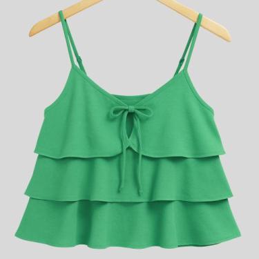 Imagem de Blusa Cropped Tres babados com alças regualveis Basico Duna - Univisio