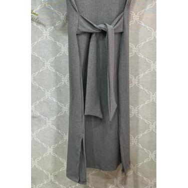 Imagem de Vestido Canelado Regata Feminino Lamour, M, Cinza médio