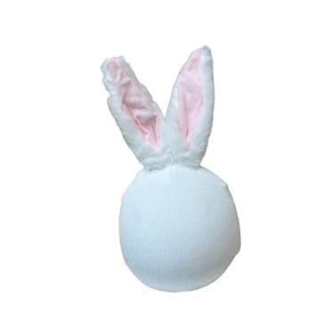 Imagem de menolana Capa para capacete de esqui com decoração: confortável, adorável, com orelhas de animais elásticas, ideal para skate, Orelhas Compridas Brancas