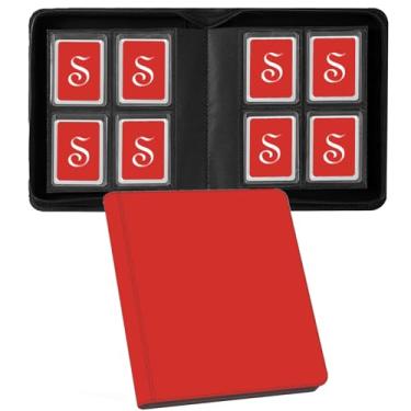 Imagem de Fichário Toploader com 160 bolsos, fichário de cartão colecionável com zíper, comporta toploaders de 7,6 cm x 10 cm, 35PT Toploaders, fichário de couro sintético com bolsos frente e verso sem anel