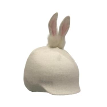 Imagem de simhoa Capa para capacete de esqui, gorro de tricô decorativo, acessório para capacete de snowboard e esqui, Orelha de Coelho Branca