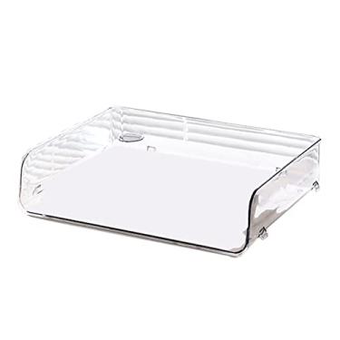 Imagem de Acouto Arquivo de Armazenamento de Plástico Empilhável, Rack de Documentos, Caixas de Arquivo de Mesa, Abertura Grande, Camada única (Transparente 32,5x25x7,5cm/12,8x9,8x3,0in)